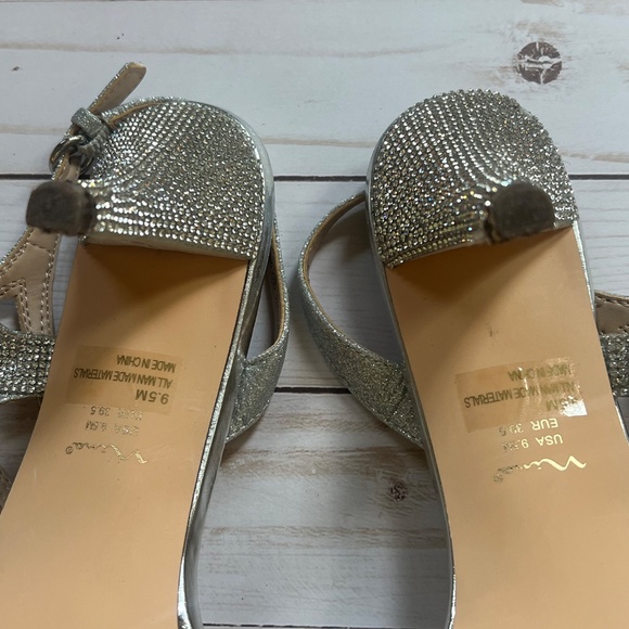 Nina “Nerice” Silver Crystal Mid Heel Sandals – Women’s size 9.5 - Picture 10 of 11